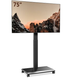 FITUEYES テレビ台 テレビスタンド 昇降式 壁寄せ 32-75インチ対応 高さ調整簡単 ハンドル付 手回り昇降式 首振り可 チルト機能 キャスター付き 移動式 耐荷重40kg 鉄製 SD-A106001MB