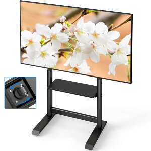 Rfiver テレビスタンド 隠しキャスター付き 大型モニタースタンド テレビ台 ハイタイプ 55・100インチ対応 耐荷重90kg 移動式キャスター付きテレビスタンド tv stand ブラック コード収納 棚板付