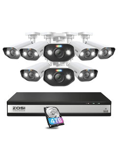 ZOSI 4k ultra hd 800����f �h�ƃJ����poe �Ď��J����poe���O 800����f poe�h�ƃJ����8��Z�b�g 4k poe�h�ƃJ���� ���O8������� poe�J���� H.265+poe���d�h�ƃ��R�[�_�[ 16ch hdd4tb���� 800