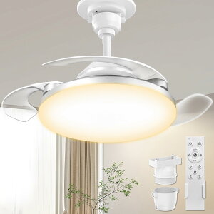 【E26延長モデル】TENKOO&YOU シーリングファンライト led ファン付き照明 E26 扇風機 34W 5000lm【壁スイッチメモリー機能追加】ファンライト 天井扇風機 照明器具 省エネ 無階段調光調色 DCモータ