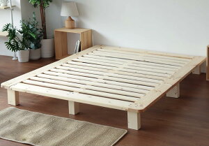 DEWEL ベッドフレーム セミダブル 幅143×長さ200×高さ20cm 木製 ベッド すのこ ダブルベッドフレーム 組み立て式ベッド 天然木 ナチュラル 無垢材 ヘッドレス ヘッドボードなし (ダブル)