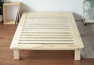 DEWEL ベッドフレーム シングル 幅100×長さ200×高さ20cm 木製 ベッド すのこ ダブルベッドフレーム 組み立て式ベッド 天然木 ナチュラル 無垢材 ヘッドレス ヘッドボードなし (シングル)