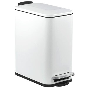 ゴミ箱 ふた付き 5L スリム ゴミ箱 ペダル式 おしゃれ 角型 生ごみ ごみ箱 指紋防止 密閉 音無し キッチン/リビングルーム/トイレ/バスルーム/オフィス/部屋用 (白い)