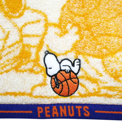 楽天市場 スヌーピー ウォッシュタオル スポーツシリーズ バスケ イエロー おかいものsnoopy 楽天市場店