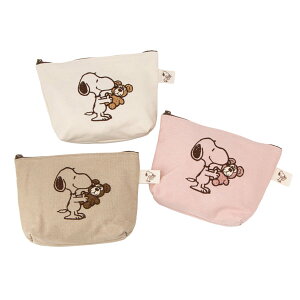 スヌーピー 化粧ポーチ (Snoopy and Teddy Bear) アパレル・ファッション雑貨 ポーチ、化粧ポーチ H12×W19×D5cm 215437-25/215444-25/215451-25 SNOOPY スヌーピーグッズ ギフト プレゼント おしゃれ かわいい ピ