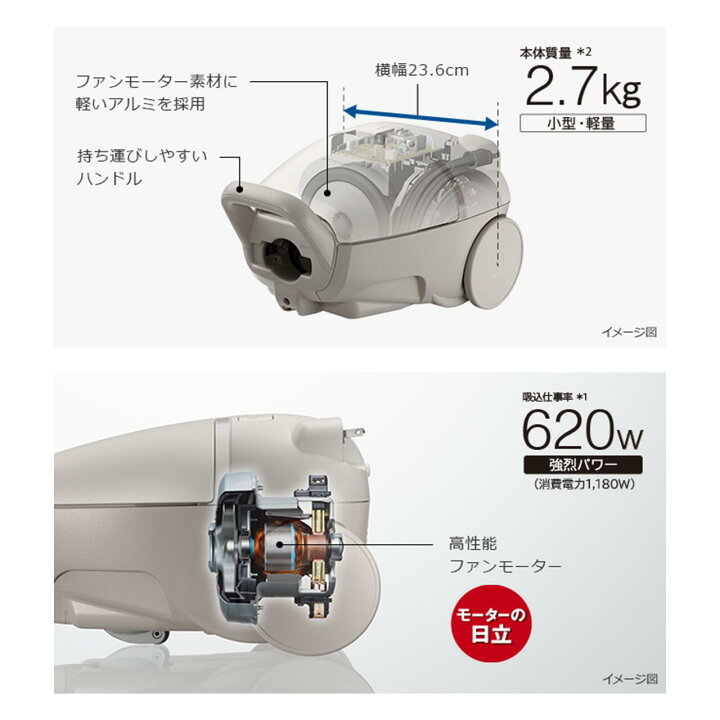 楽天市場】HITACHI 紙パック掃除機 日立 CVKP90MC CV‐KP90M‐C かる 