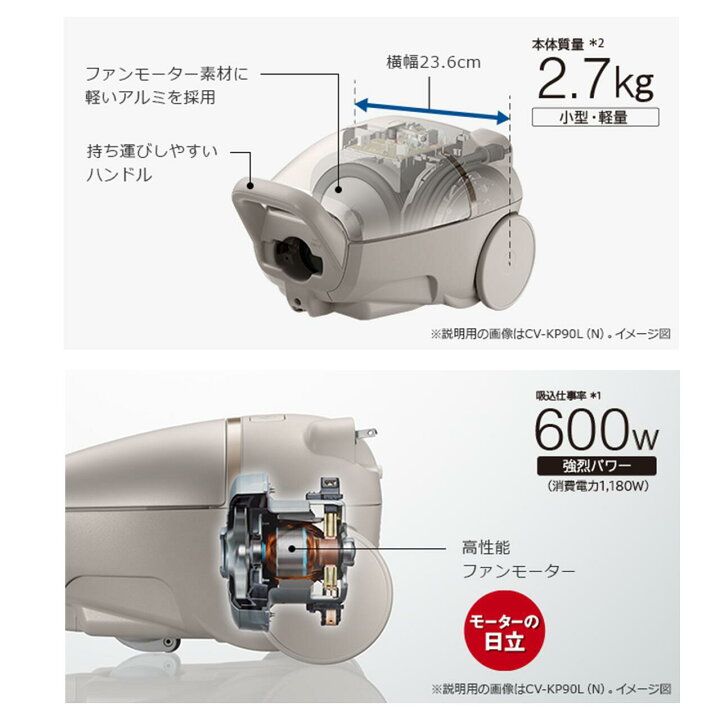 楽天市場】HITACHI 紙パック掃除機 かるパック 日立 CVKP90LN CV‐KP90L 