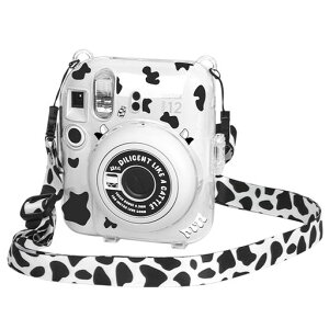 HIYQIN mini12 �P�[�X �x�m�t�C���� Instax Mini 12 �J�����p�ی�N���A�P�[�X �N���X�^���n�[�h�V�F���J�o�[ �V�����_�[�X�g���b�v�t�� �J�����X�e�b�J�[