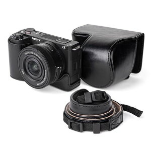 kinokoo zve10 ii �P�[�X SONY ZV-E10 II�P�[�X�A SONY ZV-E10 M2/SONY ZV-E10 MARK 2�J�����A�N�Z�T���[ 16-50mm�����Y�Ή� �S���ʕی�J�o�[ PU���U�[ �X�g���b�v�t��(�u���b�N)