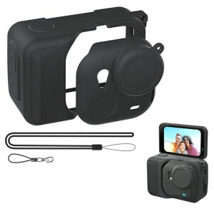 SHEAWA for Insta360 GO Ultra �P�[�X+�l�b�N�X�g���b�v �J�o�[ �V���R���P�[�X ��X�g���b�v �S�ʕی� �����Y�ی� �g�тɕ֗� �ی�P�[�X �A�N�Z�T���[ (�u���b�N)