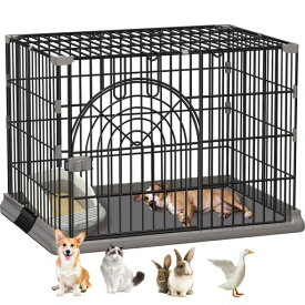 GOLOKOO 犬のケージ 犬 サークル ペットサークル【Size76*50*45CM-グレー】屋根付き ペットケージ 組立簡単 収納便利 掃除簡単 猫・犬用 脱走防止 室内外兼用 ペット用品 軽量である 柵 犬小屋