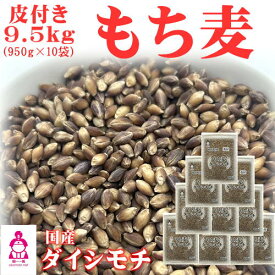 皮付き もち麦 ダイシモチ (950g×10袋) チャック付 岡山県産 送料無料