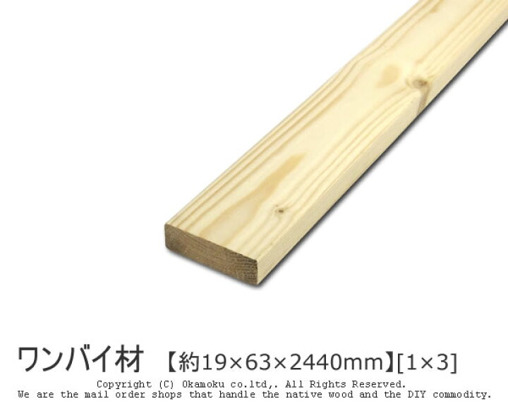 楽天市場 ワンバイ材 約19 63 2440mm 1 3 Diy 木材 1x3 角材 カット可 無塗装 ワンバイスリー オカモク楽天市場店
