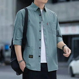 【時間限定4点で12%off!】 メンズ 長袖 七分袖 大きいサイズ m-4l 綿 麻 カジュアルシャツ 薄手 吸汗 速乾 無地 スタンドカラー 開襟 ポケット付き オシャレ 人気 夏服 コットン リネン オックスフォード トップス ゆったり m l 2l 3l 4l