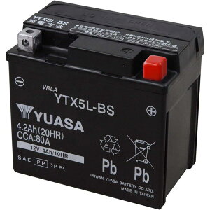 TAIWAN YUASA BATTERY ���A�T YTX5L-BS�݊� �o�C�N�p �o�b�e���[ �����t���� �[�d�ς�