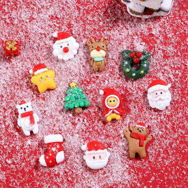 アクセサリーパーツ DIY ハンドメイド 樹脂 クリスマス キャラクター デコレーション デコパーツ 材料 エナメル加工 雑貨 素材 おしゃれ かわいい 普段使い クラフト 雪だるま 鈴 麋鹿 新年 手芸用品 工作キット 贈り物 プレゼント セッ