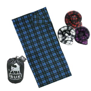 【IBUKI OUTDOOR'S】寝袋 インナーシュラフ 厚手フリース 毛布 ブランケット 洗える 大判サイズ 封筒型 キャンプ アウトドア 車中泊 登山 防災用 (ブルー)