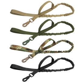 リード 犬 アウトドア タクティカル ナイロン ミリタリー 伸縮 ロープ ペット ドッグ トレーニング 牽引 黒 軍緑 CP迷彩 用品