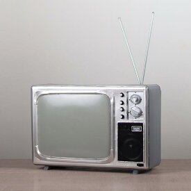 置物 昭和 レトロ ヴィンテージ風風 懐かしい アンティーク 1970年代 1980年代 白黒 テレビ 模型 オブジェ プロップ 飾り デコレーション 鉄製 金属 インテリア バー レストラン 居酒屋 飲食店 カフェ 自宅 オフィス 銀 浅茶