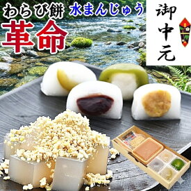 お中元 ギフト 夏ギフト お菓子 和菓子 スイーツ ヒンヤリスイーツ 高級 お供え 誕生日 プレゼント 詰め合わせ 涼菓子 送料無料 夏 わらび餅 水饅頭 涼菓 岐阜 お土産 ヒンヤリ 栗きんとんを付けて食べる 栗粉本わらび餅・4種類の水まんじゅうセット