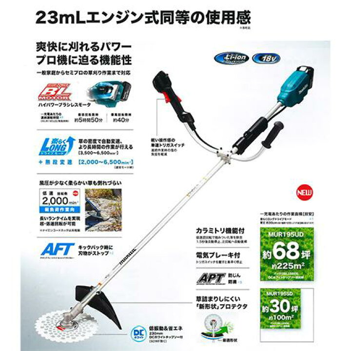 楽天市場】makita マキタ MUR195LDZ MUR195LDRG 充電式草刈機［ループ 