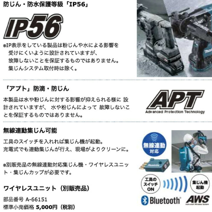 楽天市場】makita マキタ 充電式ハンマドリル HR001GRDXV 集じん 