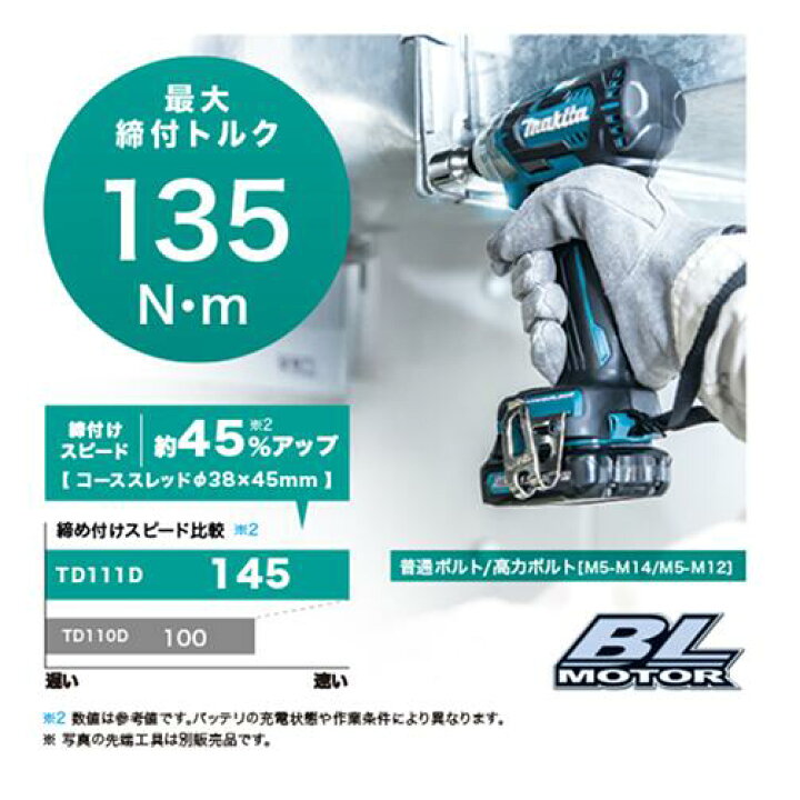 楽天市場】makita マキタ TD111DZ 充電式インパクトドライバ(本体のみ 