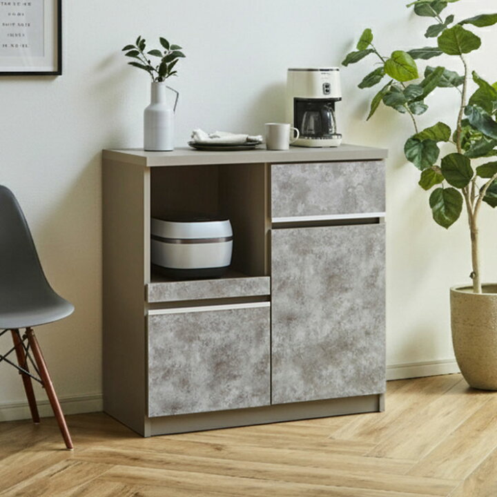 楽天市場】食器棚 大川家具 レンジ台 キッチンボード 完成品 幅88.8cm 