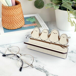 メガネスタンド 木製 シマエナガ グッズ 雑貨 おしゃれ メープル ホワイト 木目 MDF おしゃれ 国産 北欧 かわいい 雑貨 まとめ買い 犬 ネコ 猫 クマ うさぎ 眼鏡スタンド カードスタンド 名刺