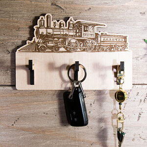 キーハンガー 木製 ビンテージ蒸気機関車 キーフックハンガー アクセサリーハンガー 3本フック メープル 国産MDF おしゃれ 国産 北欧 woodハンガー 雑貨 まとめ買い 組み立て式 キーハンガー00