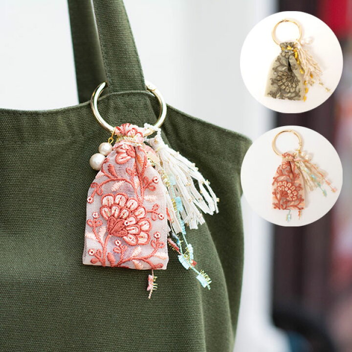 楽天市場】刺繍リボンキーホルダー【M hario マーケット】(キーリング  