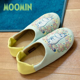 ムーミン ムーミンとリース立体感のある刺繍のルームシューズ【MOOMIN】(柔らか素材 シューズ 2way 軽い)グッズ 北欧 雑貨 贈り物 ギフト おしゃれ 大人かわいい 誕生日プレゼント 出産祝 引っ越し祝 結婚祝 退職祝