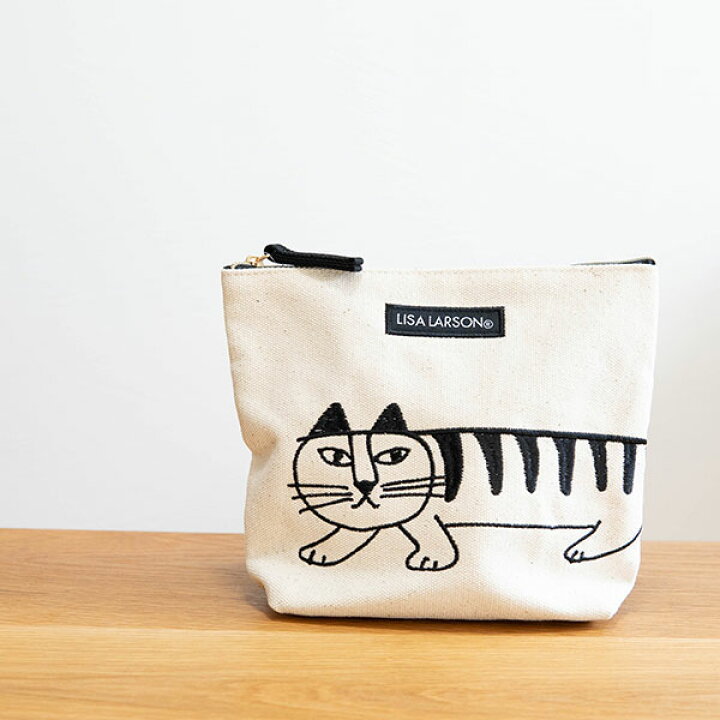 ハンドメイド】持ち手付きファスナー丸みポーチ☆リサラーソン 