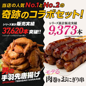 手羽先唐揚げ・肉巻きおにぎり串セット