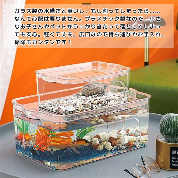 楽天市場】亀飼育 金魚鉢 プラスチック アクリル 透明 大容量 