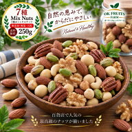 【今なら310円OFFクーポン使える】ナッツ ミックスナッツ 250g 無塩 有塩 ぬちまーす塩 選べる 素焼き 7…