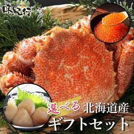 【11/18いちばの日限定 ポイント3倍】毛ガニ / ホタテ貝柱 / いくら醤油漬けから選べる2種セット 北海道産 ギフト用海鮮グルメ詰合せセット オホーツク味紀行 送料無料