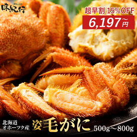 超早割15％OFF！11/1-15期間限定 毛ガニ 北海道産 選べる(500g/570g/670g/特大800g×1尾/2尾/3尾) 姿 ボイル 冷凍 毛蟹 送料無料 お取り寄せ オホーツク味紀行 年末年始 ギフト