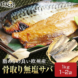 さば 鯖 サバ 骨取り 骨なし 無塩 フィレ 選べる［1袋1kg/2袋2kg］冷凍 魚 お取り寄せ 通販 グルメ オホーツク味紀行