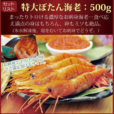 【送料無料】『ホタテ&ボタン海老セット』(ホタテ生貝柱特大500gパック/ボタンエビ特大500gパック)