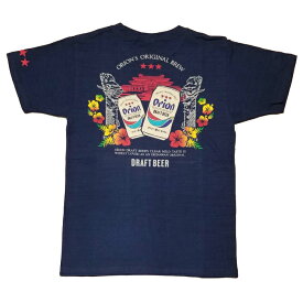 正規品 オリオンビール Tシャツ 首里城 龍柱とドラフト缶 紺 綿100% S M L LL XL XXL サイズ グッズ 半袖 半そで 雑貨 セール かわいい おしゃれ 限定 沖縄 お土産 メンズ レディース