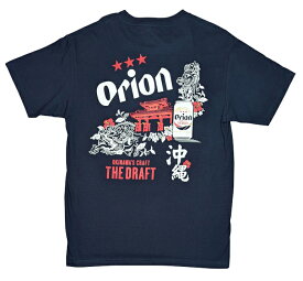 【送料無料】正規品 オリオンビール Tシャツ 「首里城 守礼門とドラフト缶デザイン」(紺)半袖 白 S M L XL サイズ グッズ 雑貨 かわいい 限定 沖縄お土産 メンズ レディース 人気 おすすめ 無地 厚手 大きい 綿100 額縁 ブランド プリント 男性 女性 ポイント ロゴ おもしろ