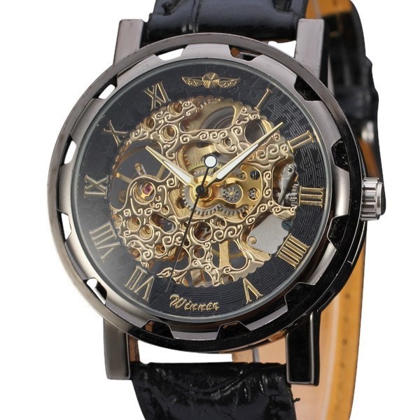 T-WINNER 引出物 ブランド激安セール会場 メンズ 腕時計 ブラックレザーストラップ メンズ腕時計 手巻き式 ヨーロッパ人気モデル ブラック 機械式 レトロクラシック 日本未発売