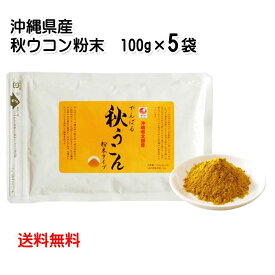 沖縄県北部産　やんばる秋ウコン粉末 袋入り 100g×5袋（メール便発送 送料無料）秋ウコン粉　パウダー　クルクミン