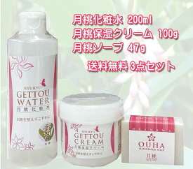 月桃コスメ3点セット 送料無料 月桃化粧水200ml＆月桃保湿クリーム100g＆月桃石けん47g 月桃蒸留水 沖縄 コスメ 天然 無添加 琉球コスメ 化粧水 保湿クリーム 石けん 月桃 げっとう レターパックプラス発送