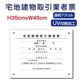 宅地建物取引業者票【アクリル】H35×W45cm 宅建 宿泊 管理 民泊 標識 看板 業者登録票 金看板 業者看板 業者プレート 業者票 登録看板 登録プレート Takuchi-01