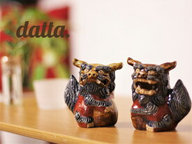 【予約販売】datta.沖縄南の島陶芸工房 シーサー作家の1点物 風水 玄関 置物 縁起の守り神 年間製作数80対 守り神 やちむん s-3 【ギフトボックス付き】【送料無料】