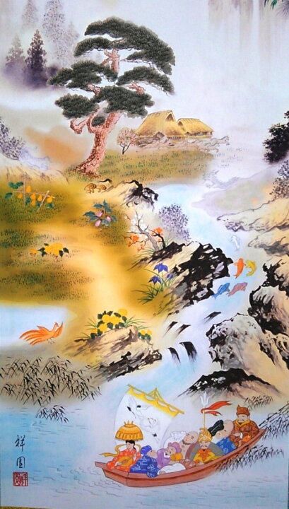 楽天市場 掛け軸 開運万全図 送料無料 掛軸 龍 七福神 旭日 赤富士 四神相応 沖縄表装ショップ 楽天市場 掛け軸 開運万全図 送料無料 掛軸 龍 七福神 旭日 赤富士 四神相応 沖縄表装ショップ