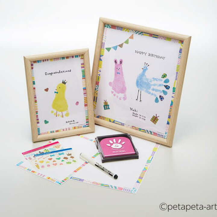 楽天市場 本当に簡単にできる プレゼント 色紙サイズ Firstart 手形 足形 アート 制作キット ファーストアート 赤ちゃん 手形 インク 安全 スタンプ 台 てがたすたんぷ キット パット シャチハタ パームカラーズ わくわく名入れ工房 沖縄キング