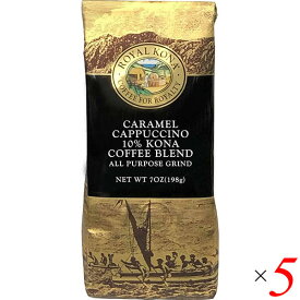 コーヒー 粉 フレーバーコーヒー ロイヤルコナコーヒー キャラメルカプチーノ 198g 5個セット 送料無料